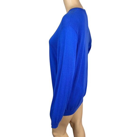 NWT J McLaughlin Cobalt Blue V-neck Cotton Cashmere Pullover Sweater SZ M - Picture 4 of 7